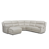 Frana Power Reclining Leather Sectional With Power Tilt Headrest