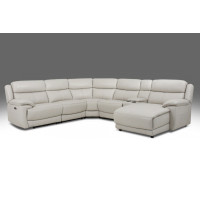 Frana Power Reclining Leather Sectional With Power Tilt Headrest