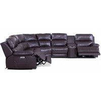 Kenna Power Reclining Leather Sectional - Available With Power Tilt Headrest | Power Lumbar