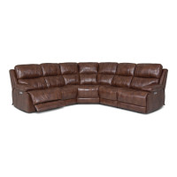 Kenna Power Reclining Leather Sectional - Available With Power Tilt Headrest | Power Lumbar
