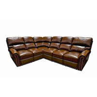 Newlyn Reclining Leather Sectional - Available with Power Recline | Power Lumbar