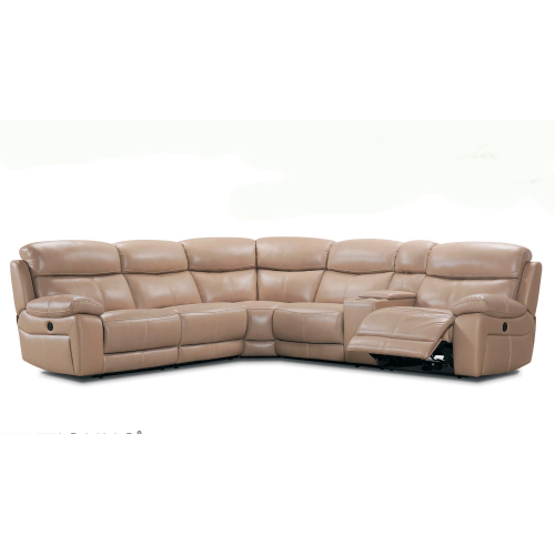 Pelia Power Reclining Leather Sectional With Power Headrest