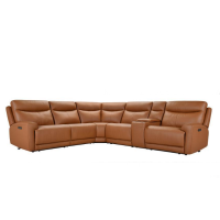Trielle Power Reclining Leather Sectional with Power Headrest