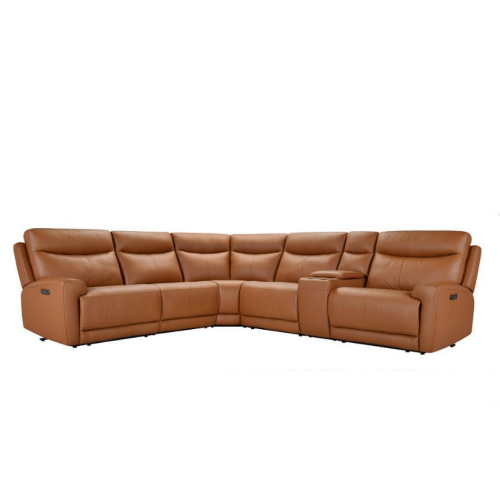 Trielle Power Reclining Leather Sectional with Power Headrest
