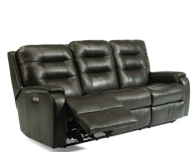 Flexsteel Arlo Power Reclining Leather Sofa or Set With Power Tilt Headrest
