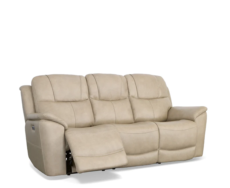 Flexsteel Crew Power Reclining Leather Sofa or Set - With Power Tilt Headrest | Power Lumbar