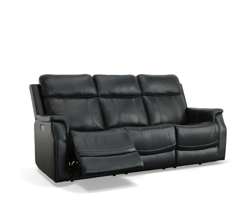 Flexsteel Easton Power Reclining Leather Sofa or Set With Power Tilt Headrest | Power Lumbar