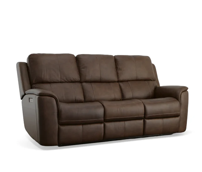 Flexsteel Henry Power Reclining Leather Sofa or Set With Power Tilt Headrest | Power Lumbar