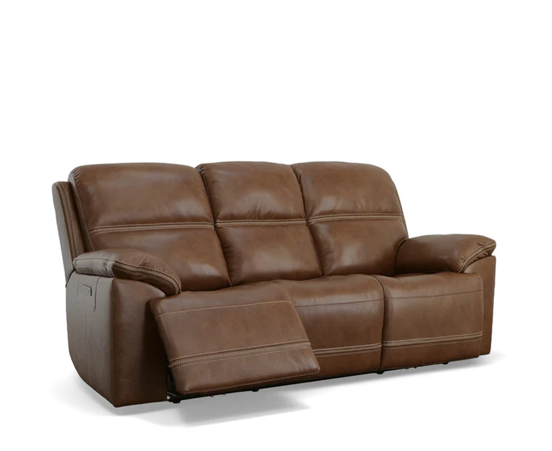 Flexsteel Jackson Power Reclining Leather Sofa or Set With Power Tilt Headrest