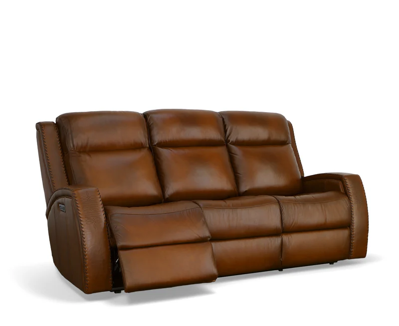 Flexsteel Mustang Power Reclining Leather Sofa or Set With Power Tilt Headrest