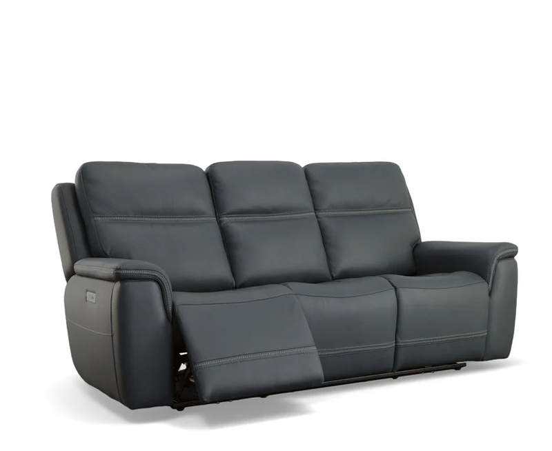 Flexsteel Sawyer Power Reclining Leather Sofa or Set With Power Tilt Headrest | Power Lumbar
