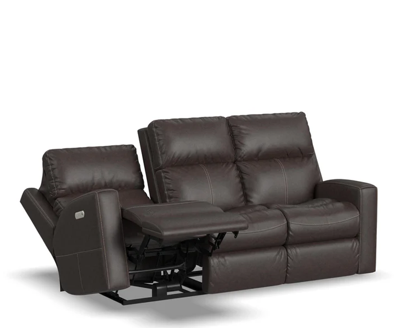 Flexsteel Score Power Reclining Leather Sofa or Set With Power Tilt Headrest