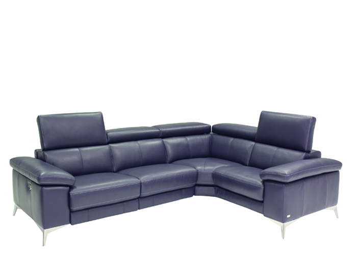Miraso Power Reclining Leather Sectional with Manual Adjustable Headrest