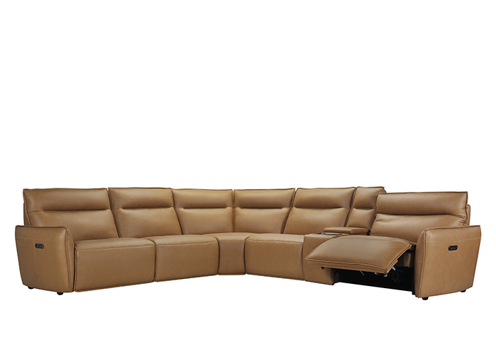 Marla Power Reclining Leather Sectional With Power Headrest