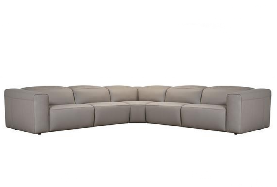 Axra Power Reclining Leather Sectional With Power Headrest