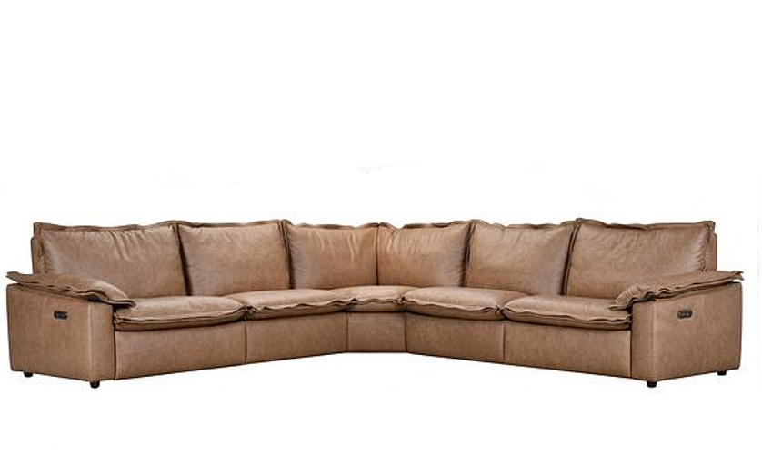Clova Power Reclining Leather Sectional With Power Headrests Wallhugger