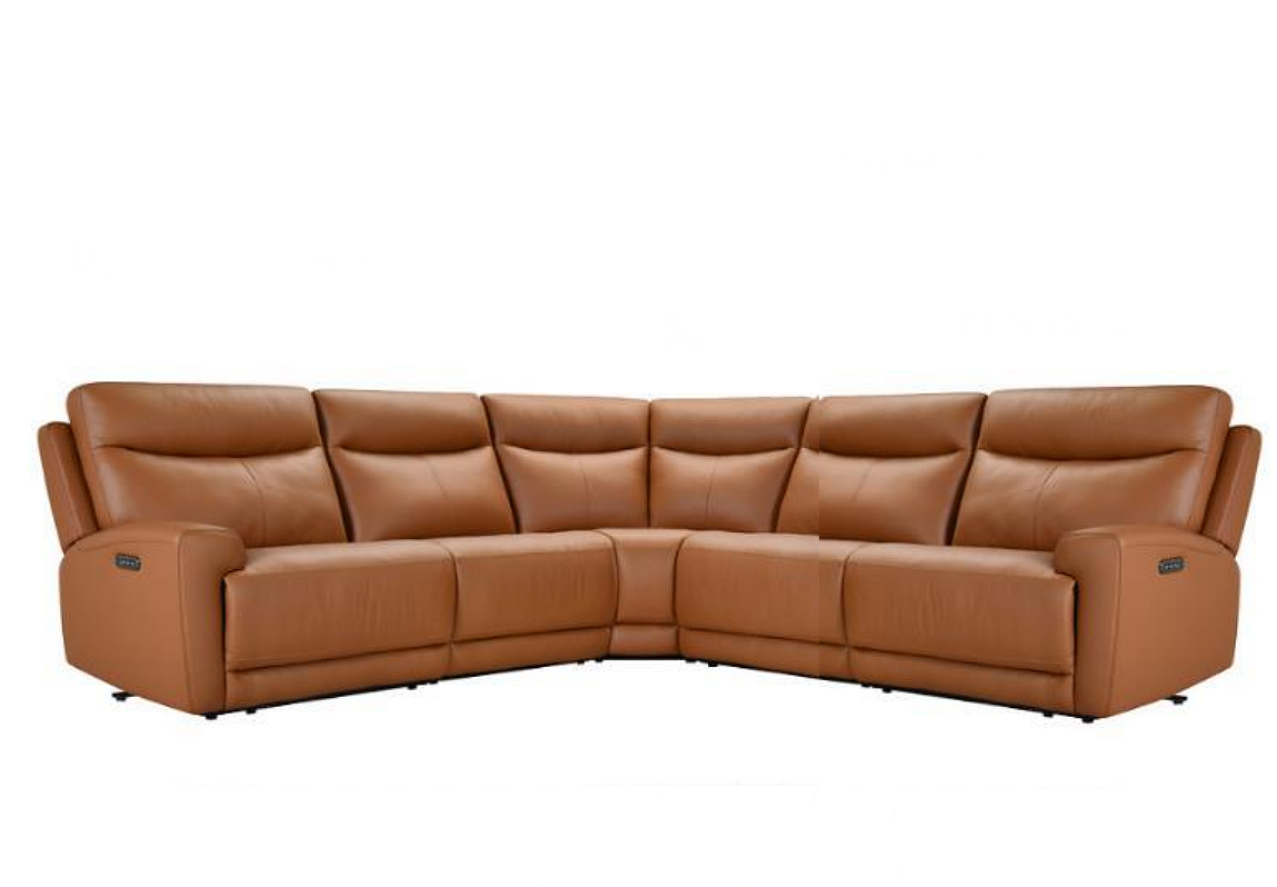 Trielle Power Reclining Leather Sectional with Power Headrest