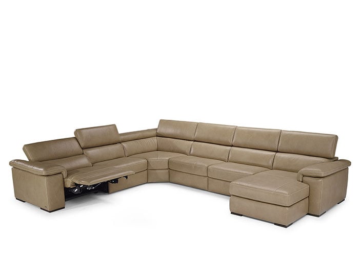 Natuzzi Editions B817 Solare Power Reclining Leather Sectional | Adjustable Headrest