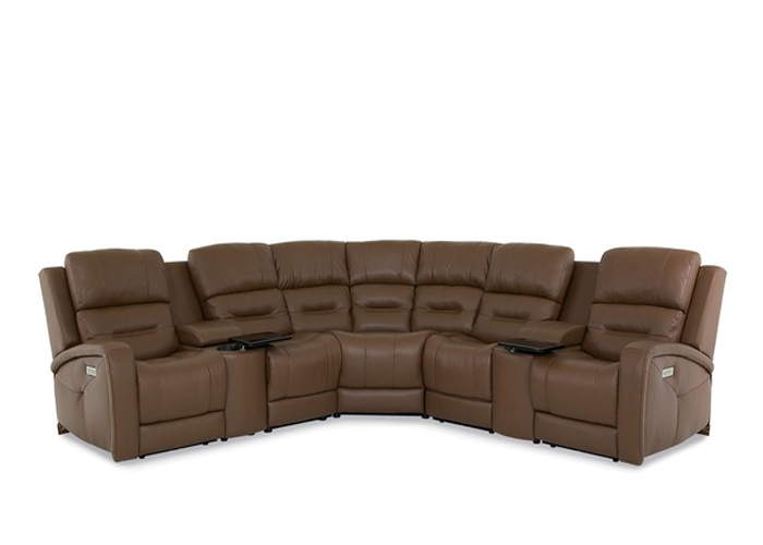 Adria Power Reclining Leather Sectional - Available With Power Tilt Headrest | Power Lumbar