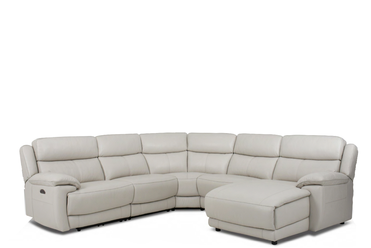 Frana Power Reclining Leather Sectional With Power Tilt Headrest