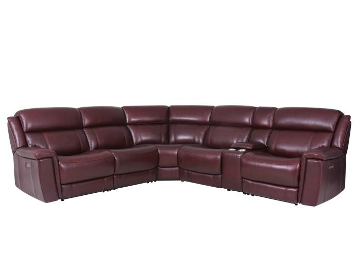 Grella Power Reclining Leather Sectional With Power Tilt Headrest
