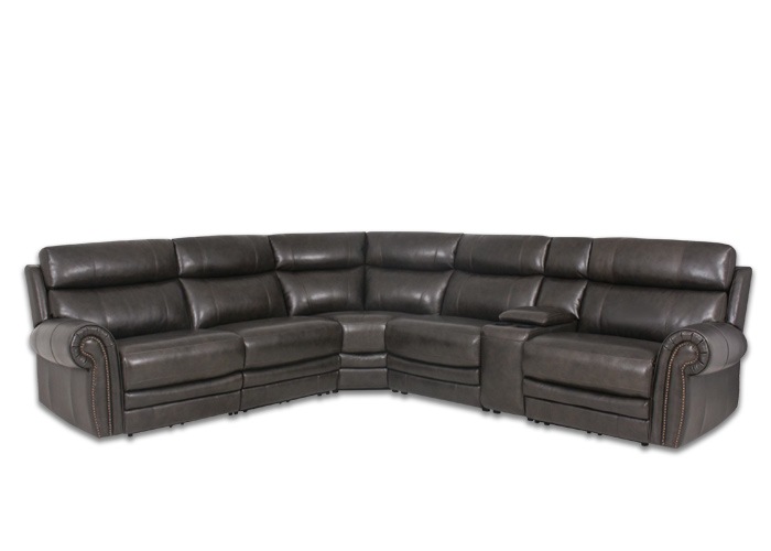 Renna Reclining Leather Sectional With Power Headrests