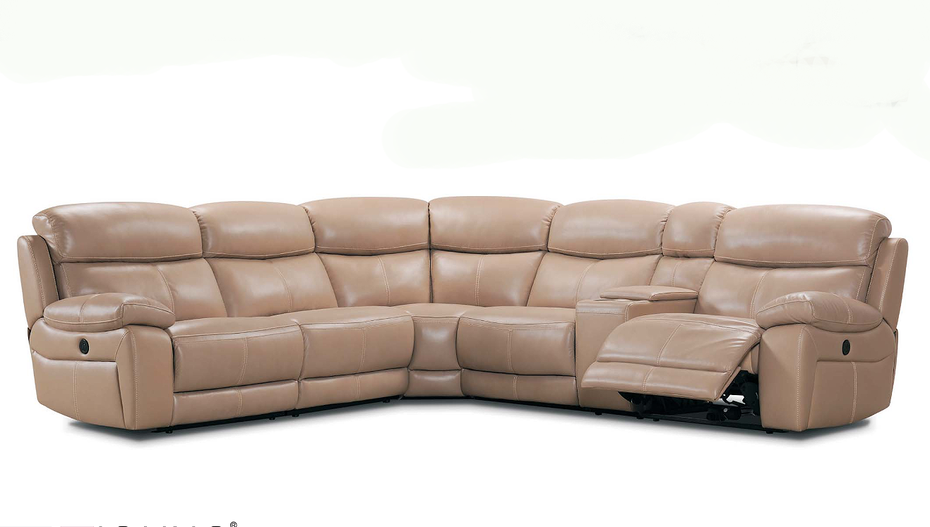 Pelia Power Reclining Leather Sectional With Power Headrest